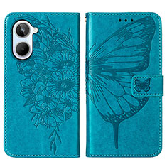 Coque Portefeuille Papillon Livre Cuir Etui Clapet Y01B pour Realme 10 4G Bleu