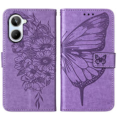 Coque Portefeuille Papillon Livre Cuir Etui Clapet Y01B pour Realme 10 4G Violet Clair