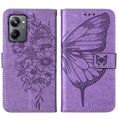 Coque Portefeuille Papillon Livre Cuir Etui Clapet Y01B pour Realme 10 Pro 5G Violet Clair