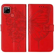 Coque Portefeuille Papillon Livre Cuir Etui Clapet Y01B pour Realme 7i RMX2193 Rouge