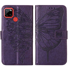 Coque Portefeuille Papillon Livre Cuir Etui Clapet Y01B pour Realme 7i RMX2193 Violet