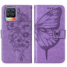 Coque Portefeuille Papillon Livre Cuir Etui Clapet Y01B pour Realme 8 4G Violet Clair