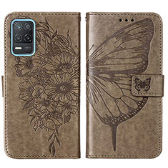 Coque Portefeuille Papillon Livre Cuir Etui Clapet Y01B pour Realme 8 5G Gris