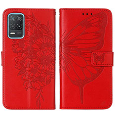 Coque Portefeuille Papillon Livre Cuir Etui Clapet Y01B pour Realme 8 5G Rouge