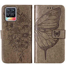 Coque Portefeuille Papillon Livre Cuir Etui Clapet Y01B pour Realme 8 Pro Gris