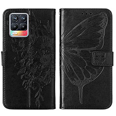 Coque Portefeuille Papillon Livre Cuir Etui Clapet Y01B pour Realme 8 Pro Noir