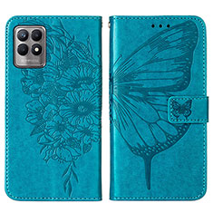 Coque Portefeuille Papillon Livre Cuir Etui Clapet Y01B pour Realme 8i Bleu