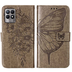 Coque Portefeuille Papillon Livre Cuir Etui Clapet Y01B pour Realme 8i Gris