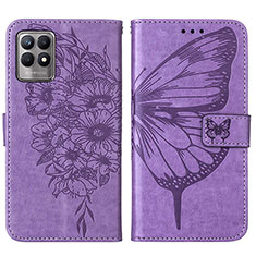 Coque Portefeuille Papillon Livre Cuir Etui Clapet Y01B pour Realme 8i Violet Clair