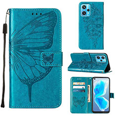 Coque Portefeuille Papillon Livre Cuir Etui Clapet Y01B pour Realme 9 4G Bleu