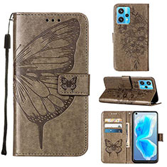 Coque Portefeuille Papillon Livre Cuir Etui Clapet Y01B pour Realme 9 4G Gris