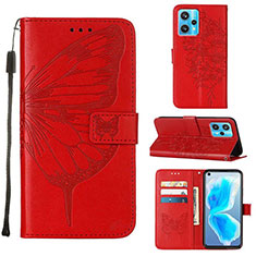 Coque Portefeuille Papillon Livre Cuir Etui Clapet Y01B pour Realme 9 4G Rouge