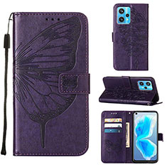 Coque Portefeuille Papillon Livre Cuir Etui Clapet Y01B pour Realme 9 4G Violet