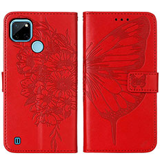 Coque Portefeuille Papillon Livre Cuir Etui Clapet Y01B pour Realme C21Y Rouge