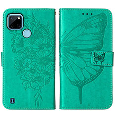 Coque Portefeuille Papillon Livre Cuir Etui Clapet Y01B pour Realme C21Y Vert