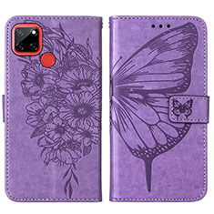 Coque Portefeuille Papillon Livre Cuir Etui Clapet Y01B pour Realme C25S Violet Clair