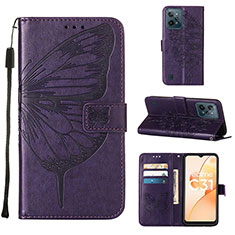 Coque Portefeuille Papillon Livre Cuir Etui Clapet Y01B pour Realme C31 Violet