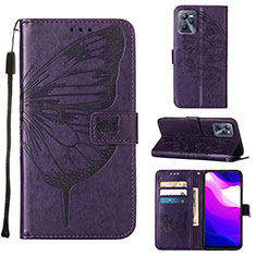 Coque Portefeuille Papillon Livre Cuir Etui Clapet Y01B pour Realme C35 Violet