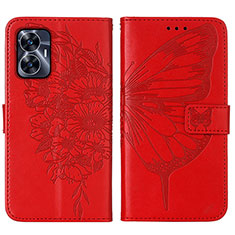 Coque Portefeuille Papillon Livre Cuir Etui Clapet Y01B pour Realme C55 Rouge