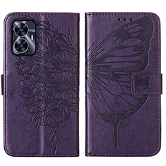 Coque Portefeuille Papillon Livre Cuir Etui Clapet Y01B pour Realme C55 Violet