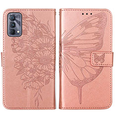 Coque Portefeuille Papillon Livre Cuir Etui Clapet Y01B pour Realme GT Master 5G Or Rose