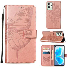 Coque Portefeuille Papillon Livre Cuir Etui Clapet Y01B pour Realme GT2 Pro 5G Or Rose