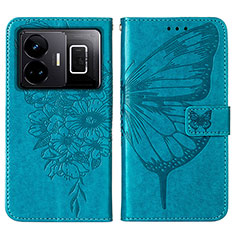 Coque Portefeuille Papillon Livre Cuir Etui Clapet Y01B pour Realme GT3 5G Bleu