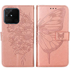 Coque Portefeuille Papillon Livre Cuir Etui Clapet Y01B pour Realme Narzo 50A Or Rose