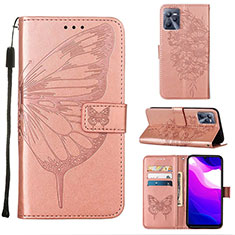 Coque Portefeuille Papillon Livre Cuir Etui Clapet Y01B pour Realme Narzo 50A Prime Or Rose