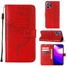 Coque Portefeuille Papillon Livre Cuir Etui Clapet Y01B pour Realme Narzo 50A Prime Rouge