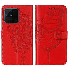 Coque Portefeuille Papillon Livre Cuir Etui Clapet Y01B pour Realme Narzo 50A Rouge