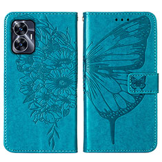 Coque Portefeuille Papillon Livre Cuir Etui Clapet Y01B pour Realme Narzo N55 Bleu