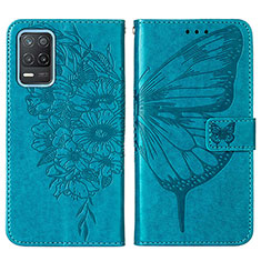 Coque Portefeuille Papillon Livre Cuir Etui Clapet Y01B pour Realme Q3 5G Bleu
