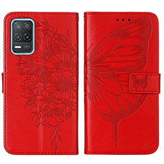Coque Portefeuille Papillon Livre Cuir Etui Clapet Y01B pour Realme Q3 5G Rouge