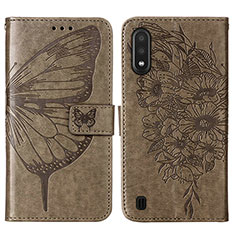 Coque Portefeuille Papillon Livre Cuir Etui Clapet Y01B pour Samsung Galaxy A01 SM-A015 Gris