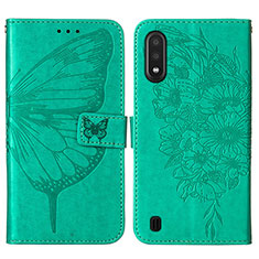 Coque Portefeuille Papillon Livre Cuir Etui Clapet Y01B pour Samsung Galaxy A01 SM-A015 Vert