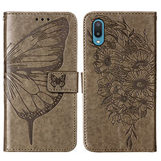 Coque Portefeuille Papillon Livre Cuir Etui Clapet Y01B pour Samsung Galaxy A02 Gris