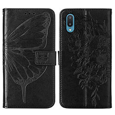 Coque Portefeuille Papillon Livre Cuir Etui Clapet Y01B pour Samsung Galaxy A02 Noir