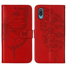 Coque Portefeuille Papillon Livre Cuir Etui Clapet Y01B pour Samsung Galaxy A02 Rouge