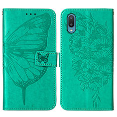 Coque Portefeuille Papillon Livre Cuir Etui Clapet Y01B pour Samsung Galaxy A02 Vert