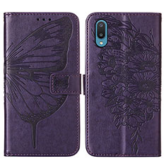 Coque Portefeuille Papillon Livre Cuir Etui Clapet Y01B pour Samsung Galaxy A02 Violet