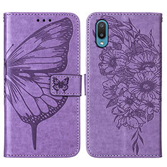 Coque Portefeuille Papillon Livre Cuir Etui Clapet Y01B pour Samsung Galaxy A02 Violet Clair