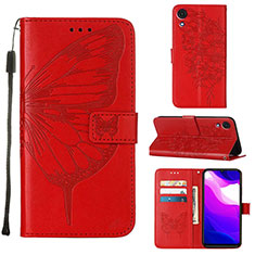 Coque Portefeuille Papillon Livre Cuir Etui Clapet Y01B pour Samsung Galaxy A03 Core Rouge