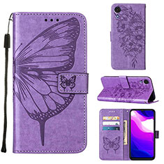 Coque Portefeuille Papillon Livre Cuir Etui Clapet Y01B pour Samsung Galaxy A03 Core Violet Clair