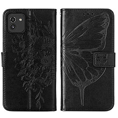 Coque Portefeuille Papillon Livre Cuir Etui Clapet Y01B pour Samsung Galaxy A03 Noir