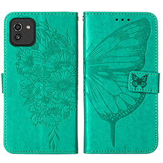 Coque Portefeuille Papillon Livre Cuir Etui Clapet Y01B pour Samsung Galaxy A03 Vert