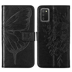 Coque Portefeuille Papillon Livre Cuir Etui Clapet Y01B pour Samsung Galaxy A03s Noir