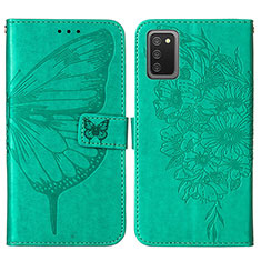 Coque Portefeuille Papillon Livre Cuir Etui Clapet Y01B pour Samsung Galaxy A03s Vert