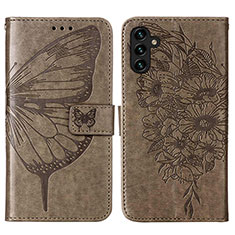 Coque Portefeuille Papillon Livre Cuir Etui Clapet Y01B pour Samsung Galaxy A04s Gris