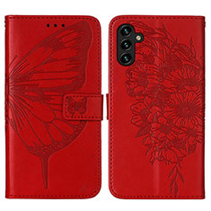 Coque Portefeuille Papillon Livre Cuir Etui Clapet Y01B pour Samsung Galaxy A04s Rouge